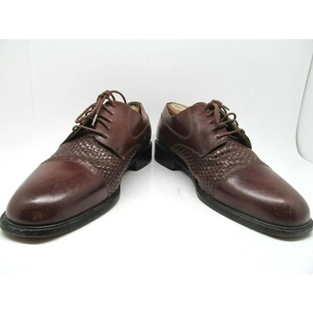 Florsheim Woven Brown Leather Oxfords Salinger Mens Size US 11 D